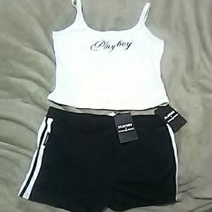 Playboy White and Black Casual Set